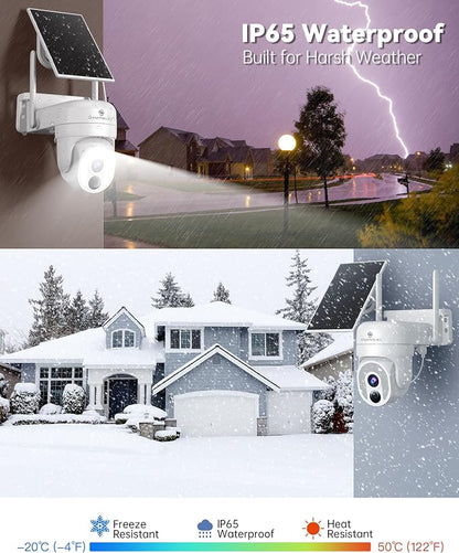 SYMYNELEC 2.4/5GHz Solar Security Cameras Wireless Outdoor, 100% Wire-Free