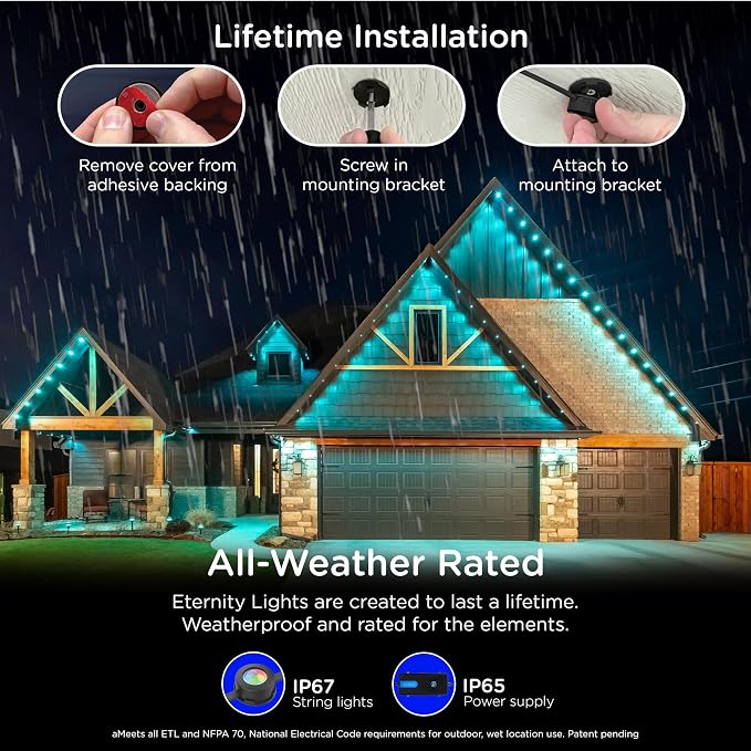 Enbrighten Eternity Permanent Outdoor Lights, 32 Lights, Smart, 50ft (Pack of 2)
