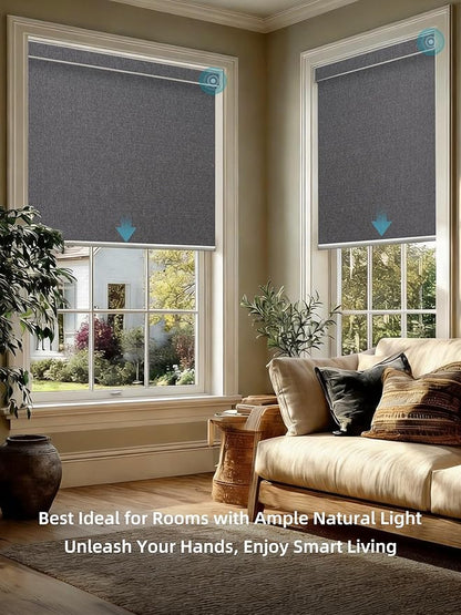 SmartWings Motorized Smart Blinds with Remote, Custom Automatic 100% Blackout Roller Shade Compatible with Alexa/Homekit/Google, Electric Smart Blinds for Indoor Windows, Eclipse Anchor Grey