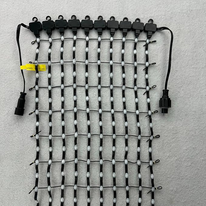 DC12V 25mm Pitch Black Wire Addressable RGB Smart LED Pebble/Seed Flexible Matrix Grid Screen Lights P67 10 Pixels(25cm) Wide(10 Pixel X 20 Pixel)