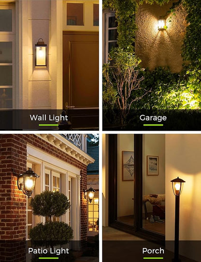 LOHAS Dusk to Dawn Sensor Light Bulbs, 40W Equivalent LED Outdoor Lighting, Warm White 2700K Automatic Photocell Light Bulb Outside, A19 6W Bright Porch Light Bulbs, 500LM E26 for Garage Patio,4 Pack