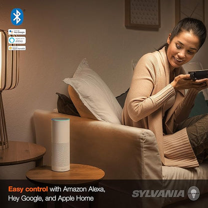 Sylvania Smart+ Bluetooth Clear Filament Soft White A19 LED Bulb, Compatible with Alexa, Apple HomeKit and Google Assistant, 1 Pack
