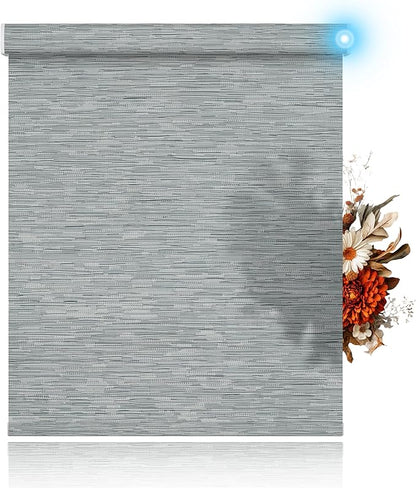 BERISSA Motorized Blinds with Remote,Light Filtering Smart Blinds for Windows,Jacquard Fabric,Remote Control,Thermal Insulated Automatic Blinds,Electric Blinds with USB/Solar Pannel.Grey