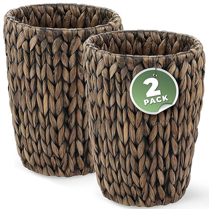 84ECO 2-Pack Black Wicker Trash Cans