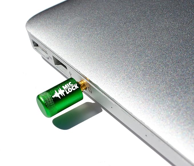 Mic-Lock 3.5mm for Headphone Port - Microphone Audio and Data Security - Privacy Protector for Laptops, Smartphones, Tablets, and Computers (Green, Single Pack)