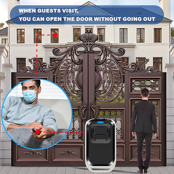 UHPPOTE 1-Button RF Wireless Remote Control Transmitter Key Fob Replacement | 433.92MHz, Fixed Code for Access Control System