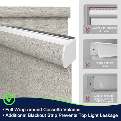 BERISSA Motorized Blinds with Remote,Blackout Smart Blinds for Windows,Jacquard Fabric,Remote Control,Thermal Insulated Automatic Blinds,Electric Blinds with USB/Solar Pannel.Maze Brwon