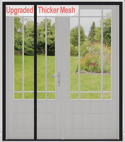Reversible Left Right Side Opening Wide Magnetic Screen Door for Sliding & French Doors,Heavy Duty Thicker Reinforced Mesh Bug Door Screen Magnetic Closure,Screen 74" x 81",Fits Door to 72"x80"