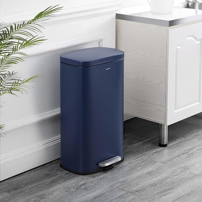 happimess Curtis 8 Gal Step Trash Can Soft Close 25", Denim Blue