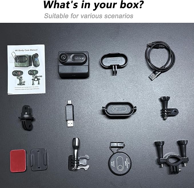 4K Mini Body Camera 128GB – Thumb Size Wearable Action Cam, Hands-Free POV Recording, Portable Body Worn Camera for Travel, Cycling, Sports, Pets, Outdoor Adventures
