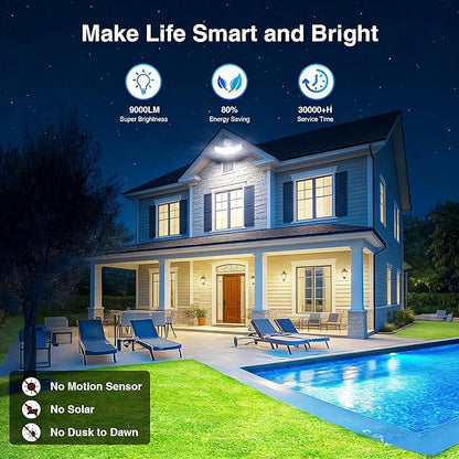 Onforu 100W Smart Flood Lights Outdoor, 3 Adjustable Heads, 9000LM Dimmable Hardwired Security Light, WiFi Alexa Control Floodlight, 2700K-6500K Tunable