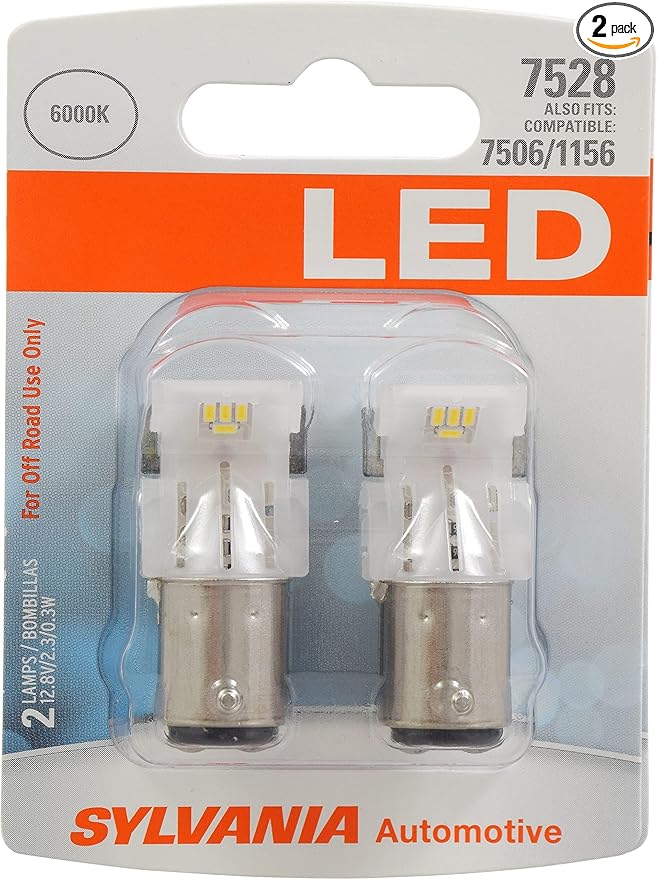 SYLVANIA - 7528 LED White Mini Bulb - Bright LED Bulb, Ideal for Daytime Running Lights (DRL) and Back-Up/Reverse Lights (Contains 2 Bulbs)