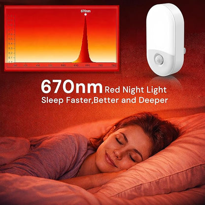 L LOHAS LED Red Night Light Plug in, Motion Sensor Night Light for Kids, Sleep Aid Red Nightlight, 30/60LM, Motion Activated Night Lights for Bathroom, Hallway, 2 Pack