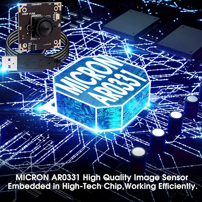 ELP USB Camera WDR H.264 3megapixel 1536p Camera Module for Computer,3mp AR0331 Camera Module with Microphone Mini UVC USB2.0 Webcam Board,WDR 100db 3.7mm Pinhole Hidden USB Camera Module for Most OS