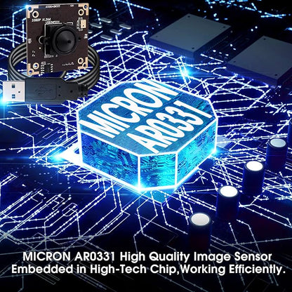 ELP USB Camera WDR H.264 3megapixel 1536p Camera Module for Computer,3mp AR0331 Camera Module with Microphone Mini UVC USB2.0 Webcam Board,WDR 100db 3.7mm Pinhole Hidden USB Camera Module for Most OS