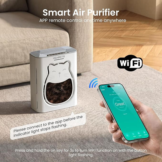 Pet Air Purifier for Home, H13 HEPA Washable Filter,Air Cleaner with APP&Air Quality Monitor for Pet Hair Dander Odor Allergies Pollutant Smoke Dust for Large Rooms 2200 Ft², Auto Mode,P365 White