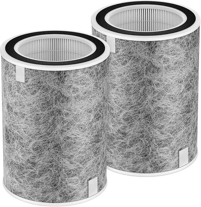 HP201 HP302 Replacement Filter Compatible with Shark HP201 HP302 HP301 HP202 HP232 HC502 AP1000 Air Purifier MAX, H13 True HEPA for 99.97% particles & Dust, Compare Part # HE2FKBAS, HE2FKBASMB, 2 Pack