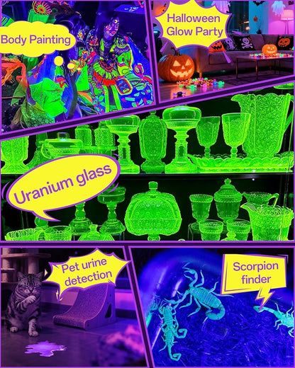 YQNLIFA 5000mAh Rechargeable Black Light Bar, Battery Powered Black Lights for Glow Party, Cordless Blacklight Strip for Halloween Decorations, Fluorescent Poster, Body Paint, Uranium Glass, 2 Pack