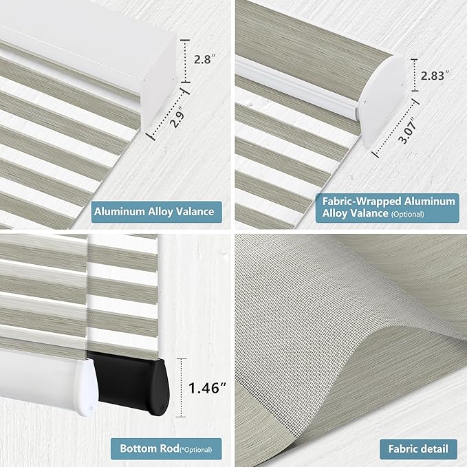 Bringnox Smart Motorized Zebra Roller Blinds-85% Blackout, Remote Control, Works with HomeKit, Google Home & Alexa via Hub, Custom Size