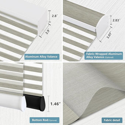 Bringnox Smart Motorized Zebra Roller Blinds-85% Blackout, Remote Control, Works with HomeKit, Google Home & Alexa via Hub, Custom Size