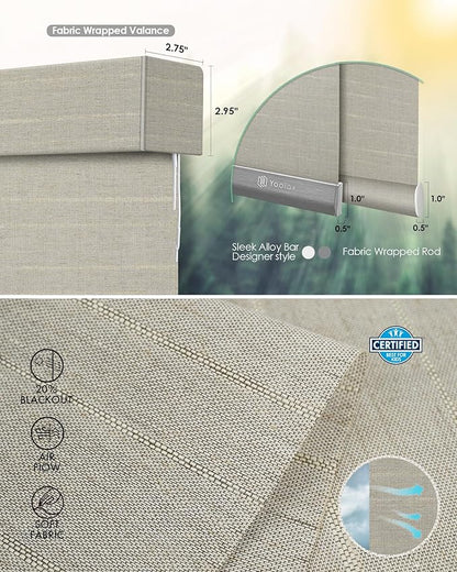 Yoolax Motorized Blinds with Remote, Light Filtering Smart Blinds Compatible with Alexa Google Home, Automatic Shades for Windows Living Room, Custom Size(20% Blackout V-Woven Dune)