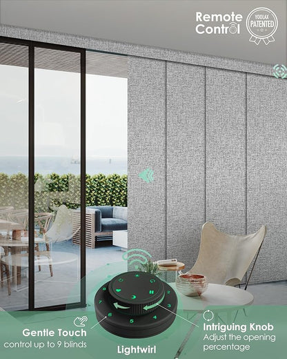 Yoolax Custom XL Smart Sliding Door Blinds, Motorized Sliding Panel Blinds Compatible with Alexa, Fabric Blackout Vertical Rechargeable Battery Shades for Glass Doors(Canyon Grey)
