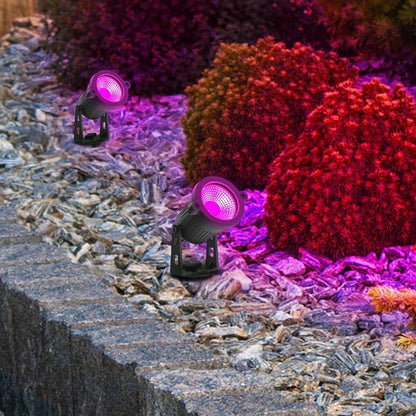 Feit Electric Smart Color Changing & Tunable White Outdoor Spotlights, 250 Lumens, Music Sync, Voice Control Compatible with Alexa & Google Home, Linkable, App Controlled, SPOT/RGBW/AG/2, 2-Pack