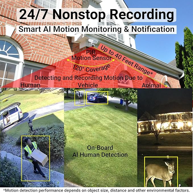 4G LTE No Wi-Fi 24/7 Recording Solar Floodlight Security Camera Outdoor Wireless, Motion-Activated Notification/Floodlight/Siren, Pan/Tilt, 2K HD Live View/Talk, Free 128GB Storage & SIM Card