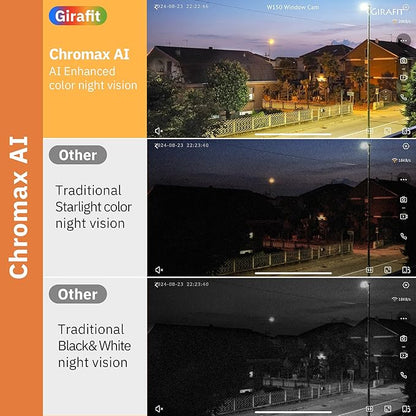 Girafit 5MP 3K Window Camera, 2.4GHz & 5GHz WiFi Indoor Security Camera for Home, ChroMax AI Color Night Vision, Person & Motion Detection, 24/7 Recording, Easy & Quick Install