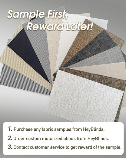 HeyBlinds Motorized Solar Shades with Remote, Light Filtering Mesh Roller Shades, Flame Retardant Smart Blinds, UV Blocking, Alexa Google HomeKit Compatible (Solar Shades Fabric Samples)