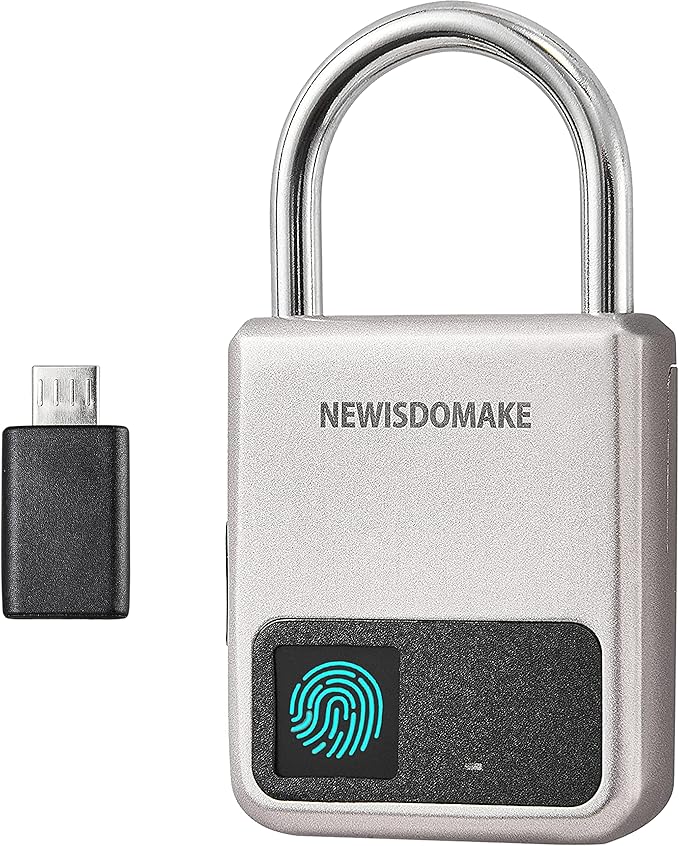 Fingerprint Padlock, Smart Padlock with USB Charging Support, Fingerprint Lock, Biometric Lock Suitable for Luggage, Bookcase, Suitcase, Backpack, Bike, School Locker, Gym Locker Lock(Gold)