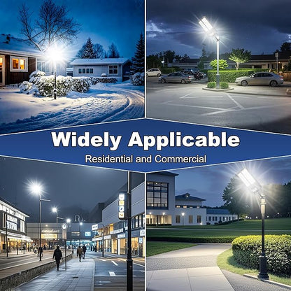 Solar Street Light, Dusk-to-Dawn Waterproof LED Solar Street Lights Outdoor with Pole Mount,9000W IP67,7000K, High Lumen Outdoor Lighting for Driveway, Farm, Street & Parking