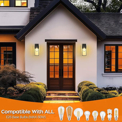 WIHTU 16in Dusk to Dawn Outdoor Lighting Fixtures, Exterior Front Porch Light, Black Sensor Wall Sconce Lamp, Waterproof Wall Lantern, Anti Rust Outside Coach Lights for House, Doorway, Garage