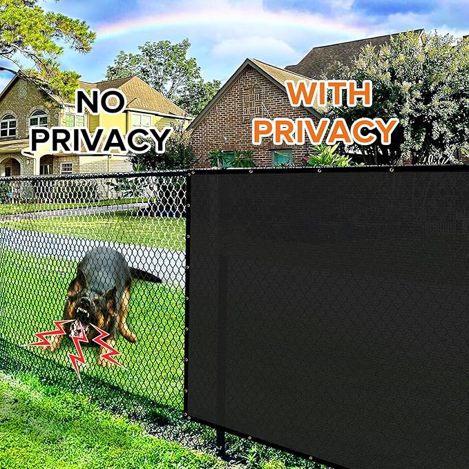 6ftx50ft Fence Privacy Screen Heavy Duty 170 GSM Windscreen & Dustproof Fabric Privacy Screen Covering Mesh Fencing for Outdoor Patio, Balcony, Pool Deck, Black