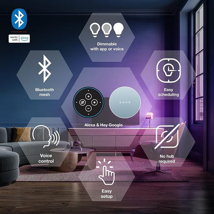 Sylvania Smart Light Bulb, Bluetooth Mesh LED Bulb, Compatible with Alexa & Google Home, A19, 60W Equivalent, E26, RGBW Full Color & Adjustable White [2022 Model] (Pack of 1, 4 Count Total)
