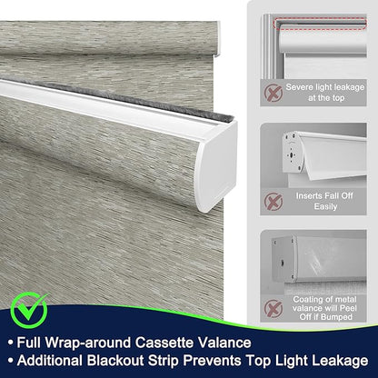 BERISSA Motorized Blinds with Remote,Light Filtering Smart Blinds for Windows,Jacquard Fabric,Remote Control,Thermal Insulated Automatic Blinds,Electric Blinds with USB/Solar Pannel.Brown