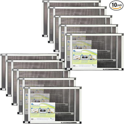 Fenestrelle Expandable Window Screen – 15″ H × 21″–40″ W Horizontal, 2‑Way Adjustable Window Screen with Flame Resistant Fiberglass Mesh, Pack of 10