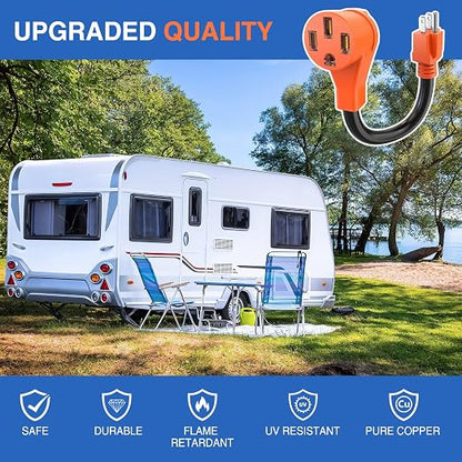 Nilight 15 Amp to 50 Amp RV Power Adapter Cord 5-15P to 14-50R