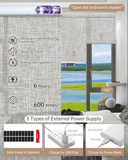 Kincmo Motorized Blinds with Remote, Light Filtering Roller Shades Work with Apple Homekit,Alexa,Google Home, Custom Electric Blinds with App,Voice Control (75% Blackout Mist Ash Grey)
