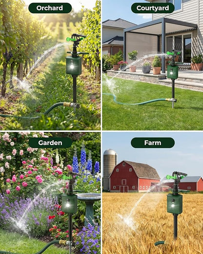 Motion-Activated Sprinkler, Solar Animal Repellent Outdoor - 2 Packs Deer Cat Deterrent with Motion Sensor & Flashing Lights, Protects Yard & Garden from Deer, Cats, Raccoons