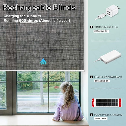 Aprilsmart Motorized Blinds with Remote,Light Filtering Motorized Roller Shades Work with Apple Homekit,Alexa,SmartThings,Google Home,Customize Blinds(Sunscreen Black-61)