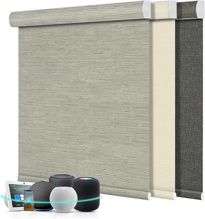 Aprilsmart Motorized Blinds with Remote,Compatible with Apple HomeKit Alexa Google Home- Voice and app Control,Motorized Roller Shades 100% Blackout Custom Size(Safari Midnight-05)