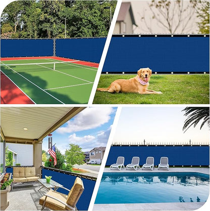 iCover 5x12ft Fence Privacy Screen, Heavy Duty Fencing Panels Screens, Outdoor Shade Cloth Mesh Barrier, Reinforced Bindings and Brass Grommets, Cable Zip Ties Included, Blue