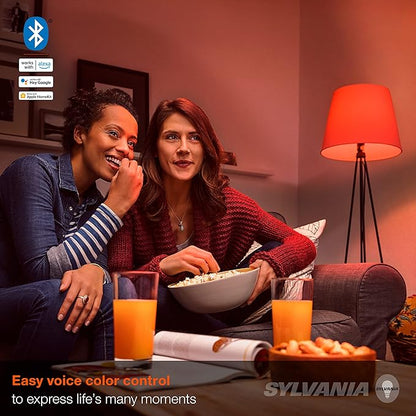 Sylvania Smart Bluetooth A19 Full Color and Tunable White Light Bulb, 60W, Dimmable, for Alexa / Apple HomeKit / Google Assistant - 1 Pack (75627)