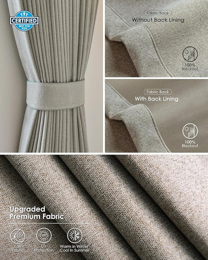 Yoolax Motorized Curtains with Remote, Blackout Curtains with Voice Control, Smart Retractable Shades for Living Room, Bedroom, Compatible with Alexa Google Home, APP Control, Custom Size, Taupe