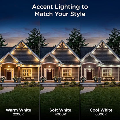 Enbrighten Accent Permanent Outdoor Lights, 100ft, 24 Lights, Smart | White Cord, RGBWIC LEDs, Weatherproof, Cuttable, Link to 200ft, Christmas, App Control, Works with Alexa & Google Home
