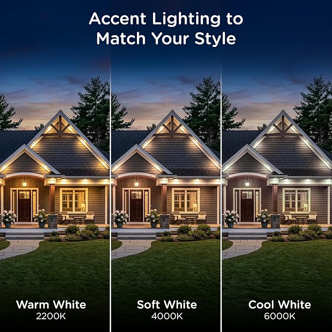 Enbrighten Accent Permanent Outdoor Lights, 150ft, 36 Lights, Smart | Black Cord, RGBWIC LEDs, Weatherproof, Cuttable, Link to 200ft, Christmas, App Control, Works with Alexa & Google Home