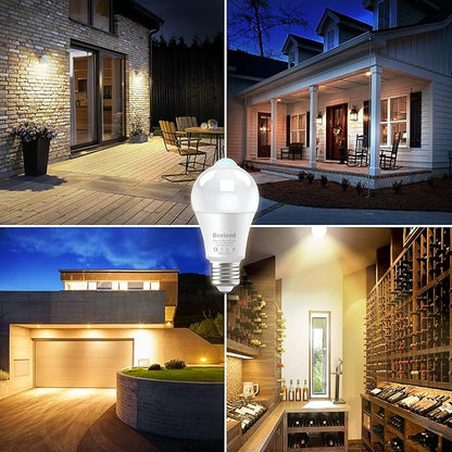 Motion Sensor Light Bulbs, 12W Motion Activated Dusk to Dawn Outdoor Light Bulb (100Watt Equivalent) A19 E26 3000K Warm White for Outdoor Indoor Front Door Porch Garage Basement Hallway, 1 Pack