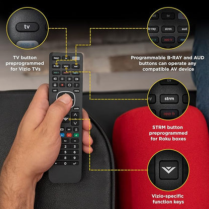 UltraPro 4-Device Replacement Remote for Vizio, Smart TV | Compatible with LED LCD HD UHD 4K HDR Plus Universal Remote Control Function for Streaming Players, Sound Bars,, 67208