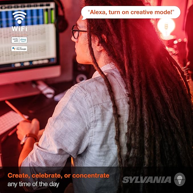 Sylvania WiFi LED Smart G25 RGBW Color and Amber Finish Filament Light Bulb, 7W Efficient, for Alexa/Google Assistant, 2000K, No Hub Required, Clear - 1 Pack (75808)